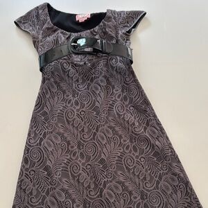 Phoebe Couture Black Patterned Kids Dress